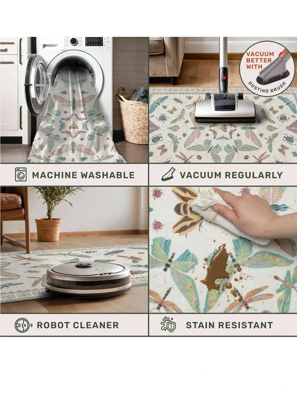 🆕 ANTHRO STYLE Rug Butterfly Moth Apothecary Soft Machine Washable Door Bathroom